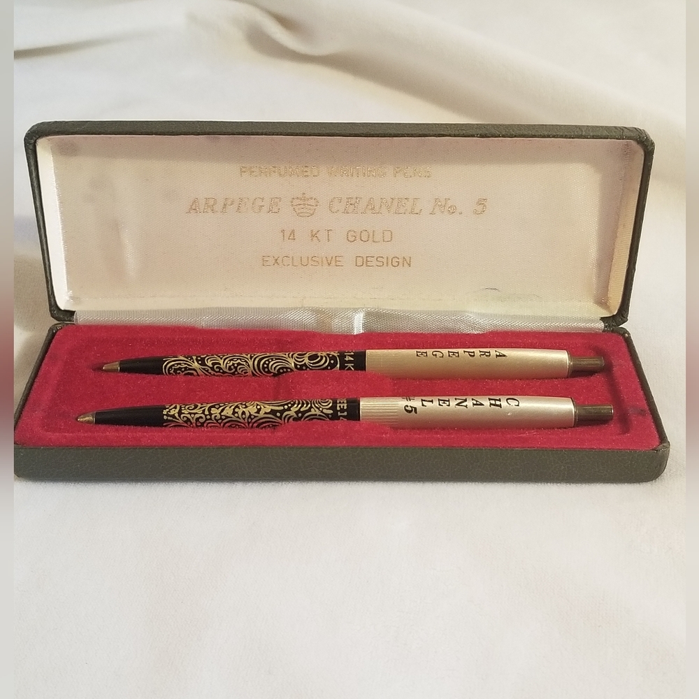 Vintage Arpege CHANEL N°5 14k Filigree Perfumed Writing Pens